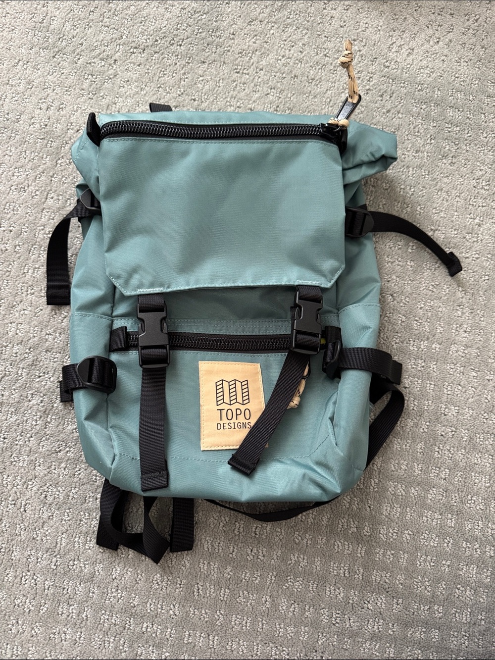 Topo Designs Mint Green Roll-Top Backpack